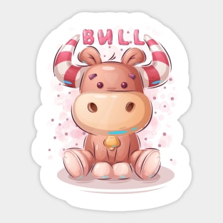 Cute teddy bull Sticker